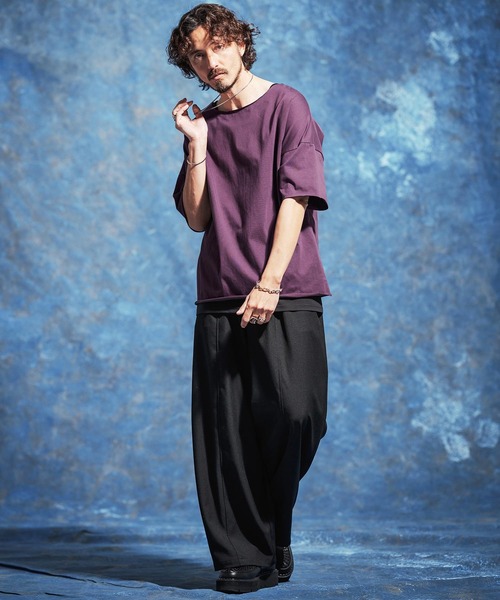 Jih Nunc（ジーヌンク）の「mt10230-ルーズネックカットソー(JIH-R1182)（Tシャツ/カットソー・メンズ・パープル/ブラック/ダークグリーン/ホワイト・L/M/S）」の7枚目の写真