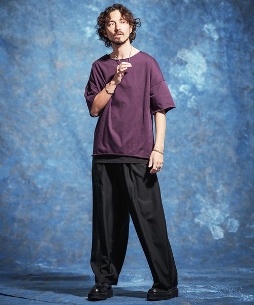 Jih Nunc（ジーヌンク）の「mt10230-ルーズネックカットソー(JIH-R1182)（Tシャツ/カットソー・メンズ・パープル/ブラック/ダークグリーン/ホワイト・L/M/S）」の8枚目の写真