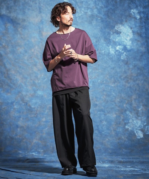 Jih Nunc（ジーヌンク）の「mt10230-ルーズネックカットソー(JIH-R1182)（Tシャツ/カットソー・メンズ・パープル/ブラック/ダークグリーン/ホワイト・L/M/S）」の9枚目の写真