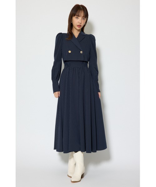テーラードデザインロングワンピース 春服（シャツワンピース