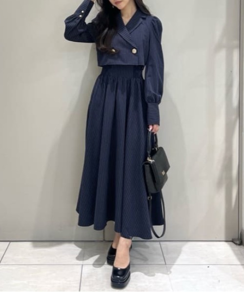 テーラードデザインロングワンピース 春服（シャツワンピース