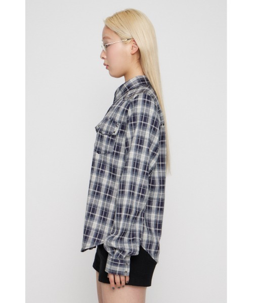 LAGUA GEM（ラグアジェム）の「CHECK STUDS POCKET シャツ（シャツ/ブラウス・レディース・ネイビー/ブラック・FREE）」の12枚目の写真