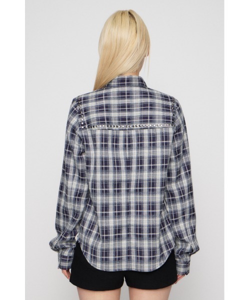 LAGUA GEM（ラグアジェム）の「CHECK STUDS POCKET シャツ（シャツ/ブラウス・レディース・ネイビー/ブラック・FREE）」の13枚目の写真