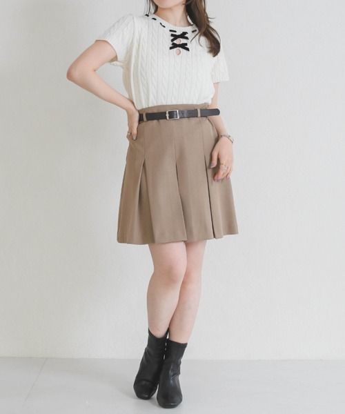 31 Sons de mode（トランテアン　ソン　ドゥ　モード）の「一部店舗限定 フロントリボン半袖ニット（ニット/セーター・レディース・イエロー/ピンク/ホワイト・ﾌﾘ-）」の16枚目の写真