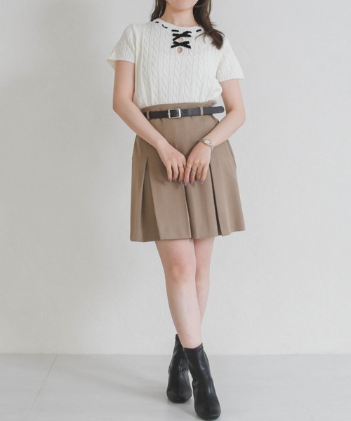 31 Sons de mode（トランテアン　ソン　ドゥ　モード）の「一部店舗限定 フロントリボン半袖ニット（ニット/セーター・レディース・イエロー/ピンク/ホワイト・ﾌﾘ-）」の17枚目の写真