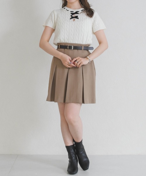 31 Sons de mode（トランテアン　ソン　ドゥ　モード）の「一部店舗限定 フロントリボン半袖ニット（ニット/セーター・レディース・イエロー/ピンク/ホワイト・ﾌﾘ-）」の18枚目の写真