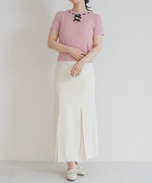 31 Sons de mode（トランテアン　ソン　ドゥ　モード）の「一部店舗限定 フロントリボン半袖ニット（ニット/セーター・レディース・イエロー/ピンク/ホワイト・ﾌﾘ-）」の21枚目の写真