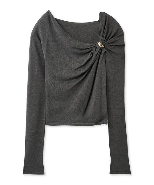 SNIDEL（スナイデル）の「デザインメタルドレープニットプルオーバー（ニット/セーター・レディース・ダークグレー/ピンク/アイボリー・F）」の3枚目の写真