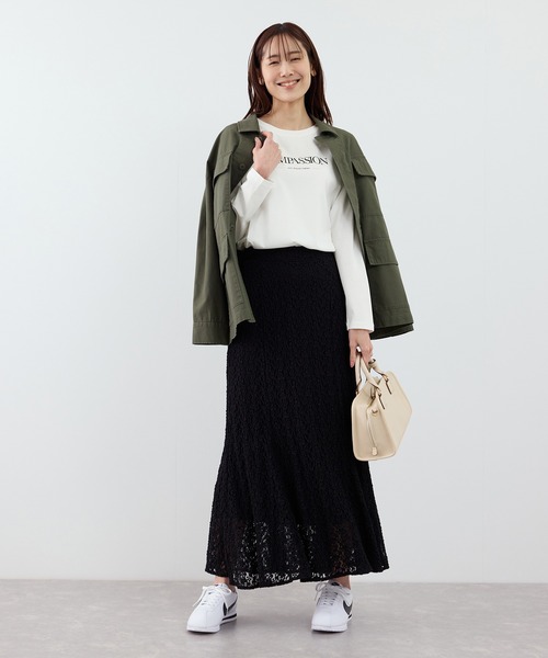 ROPE' PICNIC（ロペピクニック）の「RENUロゴプリントロングTシャツ/UVカット・イージーケア（Tシャツ/カットソー・レディース・ホワイト系その他2/ホワイト/ホワイト系その他・FREE）」の4枚目の写真