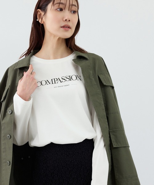 ROPE' PICNIC（ロペピクニック）の「RENUロゴプリントロングTシャツ/UVカット・イージーケア（Tシャツ/カットソー・レディース・ホワイト系その他2/ホワイト/ホワイト系その他・FREE）」の6枚目の写真