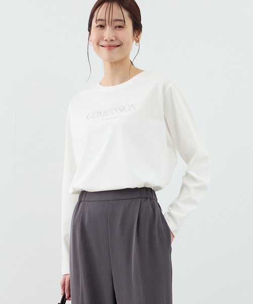 ROPE' PICNIC（ロペピクニック）の「RENUロゴプリントロングTシャツ/UVカット・イージーケア（Tシャツ/カットソー・レディース・ホワイト系その他2/ホワイト/ホワイト系その他・FREE）」の9枚目の写真