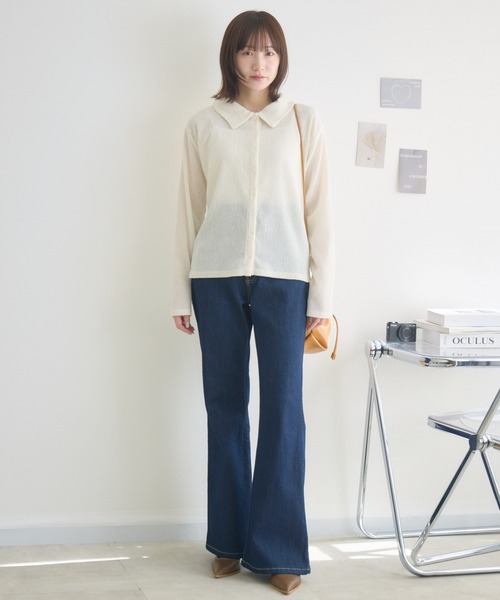 RU.TI.LE(ルチル)の「【RU.TI.LE】ウエストゴムストレッチ付きフレアデニムパンツ(デニムパンツ・レディース・ブラック/ネイビー・LARGE/MEDIUM)」の18枚目の写真