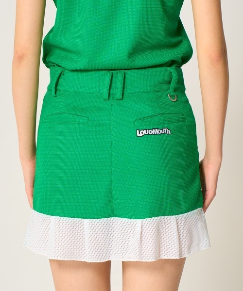 Loudmouth(ラウドマウス)の「LOUDMOUTH/ラウドマウス ゴルフウェア 吸汗速乾 UVカット ワッフル 裾プリーツ キュロットスカート(スカート・レディース・グリーン/ホワイト/ブラック・L/3L/M/S/LL)」の18枚目の写真