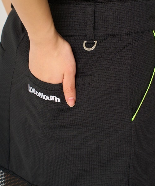 Loudmouth(ラウドマウス)の「LOUDMOUTH/ラウドマウス ゴルフウェア 吸汗速乾 UVカット ワッフル 裾プリーツ キュロットスカート(スカート・レディース・グリーン/ホワイト/ブラック・L/3L/M/S/LL)」の15枚目の写真
