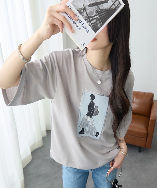 ReDial(リダイアル)の「レディーモチーフTシャツ(Tシャツ/カットソー・レディース・オフホワイト/チャコールグレー/ライトグレー/ブラック・L/M/LL/3L)」の6枚目の写真