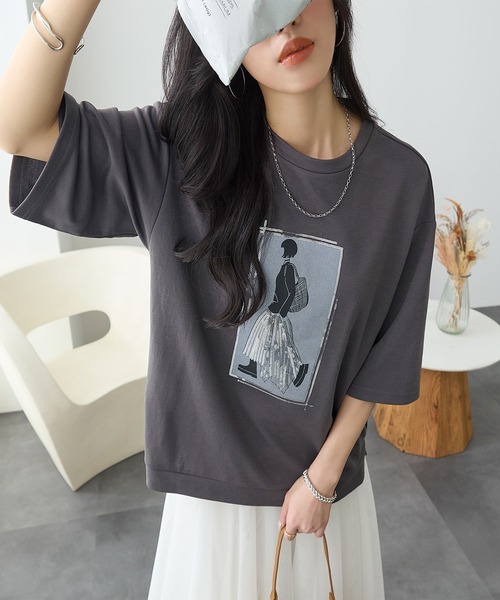 ReDial(リダイアル)の「レディーモチーフTシャツ(Tシャツ/カットソー・レディース・オフホワイト/チャコールグレー/ライトグレー/ブラック・L/M/LL/3L)」の20枚目の写真
