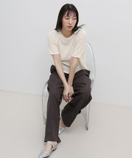 select MOCA（セレクトモカ）の「メランジシアーラグランTシャツ（Tシャツ/カットソー・レディース・アッシュ/オフホワイト・FREE）」の13枚目の写真
