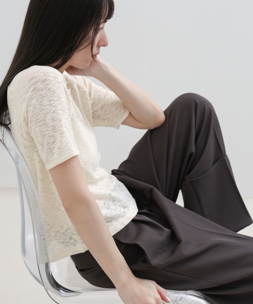 select MOCA（セレクトモカ）の「メランジシアーラグランTシャツ（Tシャツ/カットソー・レディース・アッシュ/オフホワイト・FREE）」の12枚目の写真