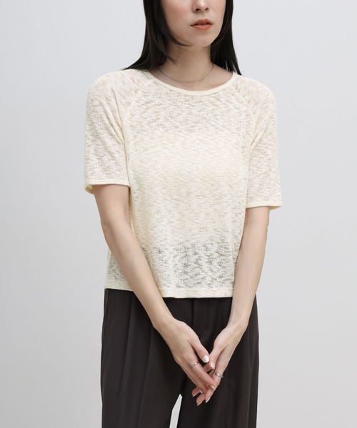 select MOCA（セレクトモカ）の「メランジシアーラグランTシャツ（Tシャツ/カットソー・レディース・アッシュ/オフホワイト・FREE）」の9枚目の写真