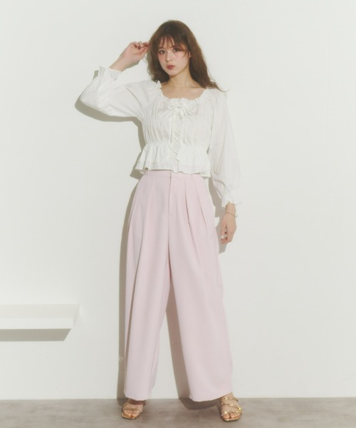 Olu.（オルドット）の「カラータックワイドパンツ（その他パンツ・レディース・ホワイト/ブラウン/イエロー/ベビーピンク・FREE）」の7枚目の写真