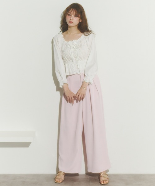 Olu.（オルドット）の「カラータックワイドパンツ（その他パンツ・レディース・ホワイト/ブラウン/イエロー/ベビーピンク・FREE）」の8枚目の写真