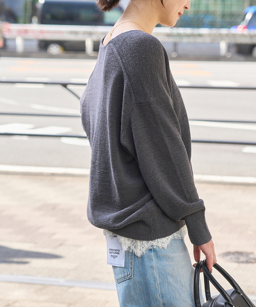 JOURNAL STANDARD(ジャーナルスタンダード)の「テープヤーンニュアンスVプルオーバー(ニット/セーター・レディース・アイボリー/レッド/ブラック系その他・FREE)」の12枚目の写真