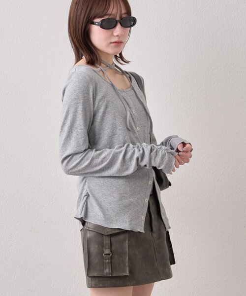 mline（エムライン）の「[mline]チョーカーボタントップス（Tシャツ/カットソー・レディース・オフホワイト/グレー/ピンク/ネイビー・FREE）」の13枚目の写真