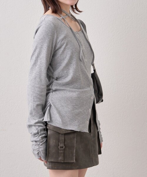 mline（エムライン）の「[mline]チョーカーボタントップス（Tシャツ/カットソー・レディース・オフホワイト/グレー/ピンク/ネイビー・FREE）」の14枚目の写真