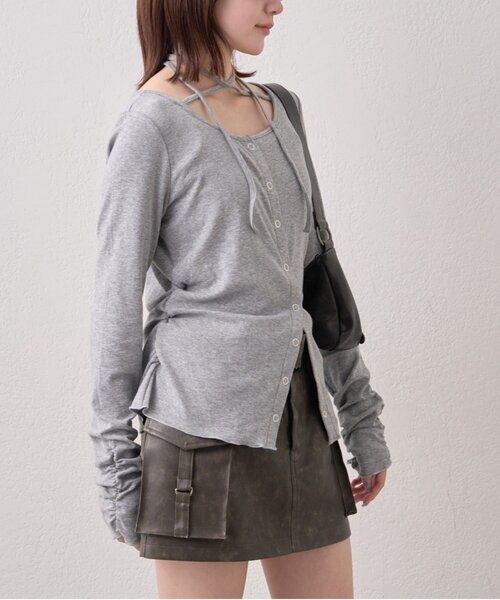 mline（エムライン）の「[mline]チョーカーボタントップス（Tシャツ/カットソー・レディース・オフホワイト/グレー/ピンク/ネイビー・FREE）」の15枚目の写真