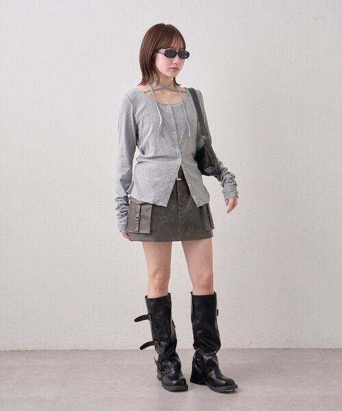 mline（エムライン）の「[mline]チョーカーボタントップス（Tシャツ/カットソー・レディース・オフホワイト/グレー/ピンク/ネイビー・FREE）」の17枚目の写真