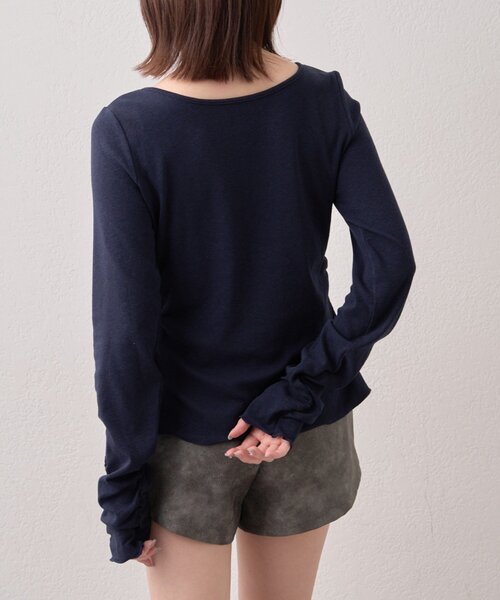 mline（エムライン）の「[mline]チョーカーボタントップス（Tシャツ/カットソー・レディース・オフホワイト/グレー/ピンク/ネイビー・FREE）」の22枚目の写真