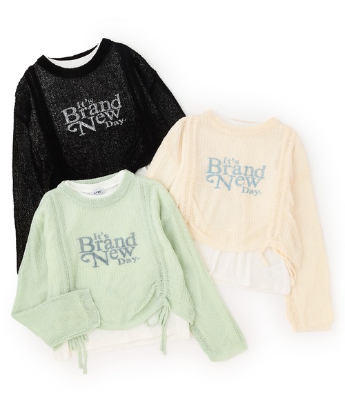 LOVETOXIC(ラブトキシック)の「【LTXC/アラエル】ロゴドロストシアーニットセット(アンサンブル・キッズ・エメラルド/アイボリー/ブラック・L:160cm/S:140cm/M:150cm/130cm)」の4枚目の写真