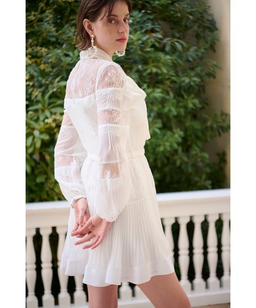 Estella.K(エステラケー)の「Frances Lace Mini Dress スカラップレースミニドレス(ワンピース・レディース・オフホワイト/ブラック・FREE)」の8枚目の写真