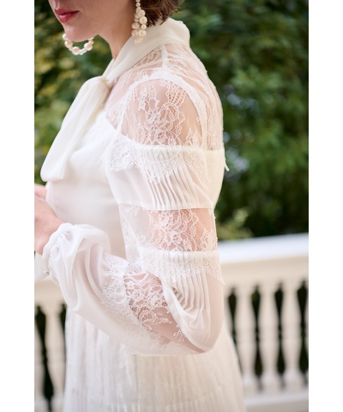 Estella.K(エステラケー)の「Frances Lace Mini Dress スカラップレースミニドレス(ワンピース・レディース・オフホワイト/ブラック・FREE)」の12枚目の写真