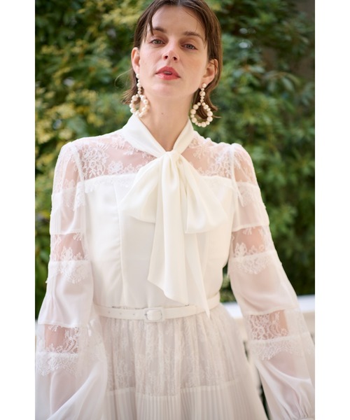 Estella.K(エステラケー)の「Frances Lace Mini Dress スカラップレースミニドレス(ワンピース・レディース・オフホワイト/ブラック・FREE)」の14枚目の写真