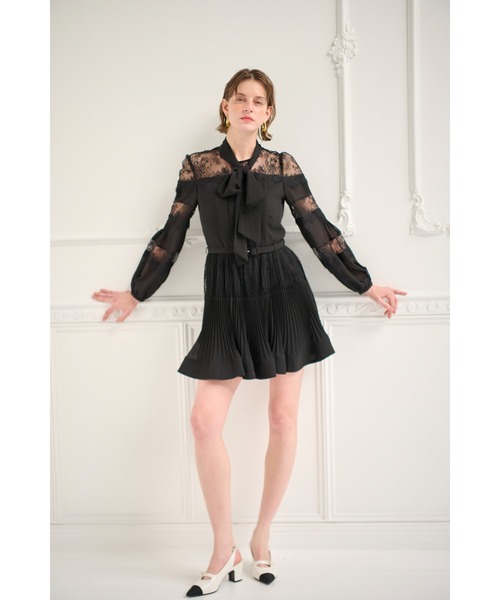 Estella.K(エステラケー)の「Frances Lace Mini Dress スカラップレースミニドレス(ワンピース・レディース・オフホワイト/ブラック・FREE)」の20枚目の写真