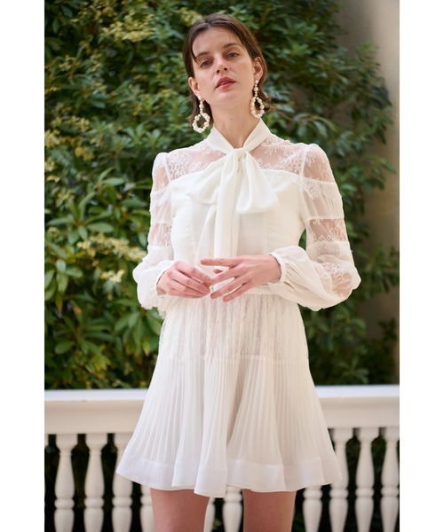 Estella.K(エステラケー)の「Frances Lace Mini Dress スカラップレースミニドレス(ワンピース・レディース・オフホワイト/ブラック・FREE)」の15枚目の写真