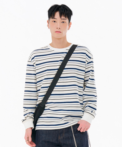 CHASECULT(チェイスカルト)の「男性ストライプ長袖Tシャツ-FARK5113B01(Tシャツ/カットソー・メンズ・ホワイト・100/105/95)」の4枚目の写真