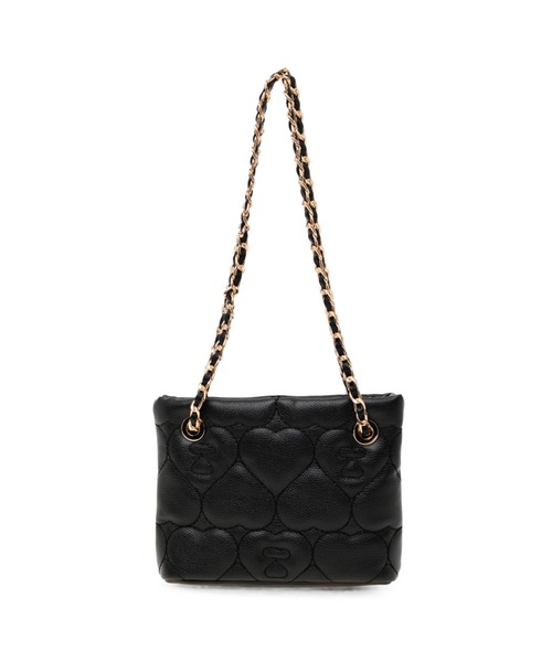 A BATHING APE(アベイシングエイプ)の「QUILTED HEART MONOGRAM HANDBAG(ハンドバッグ・レディース・ブラック/アイボリー・FREE)」の1枚目の写真