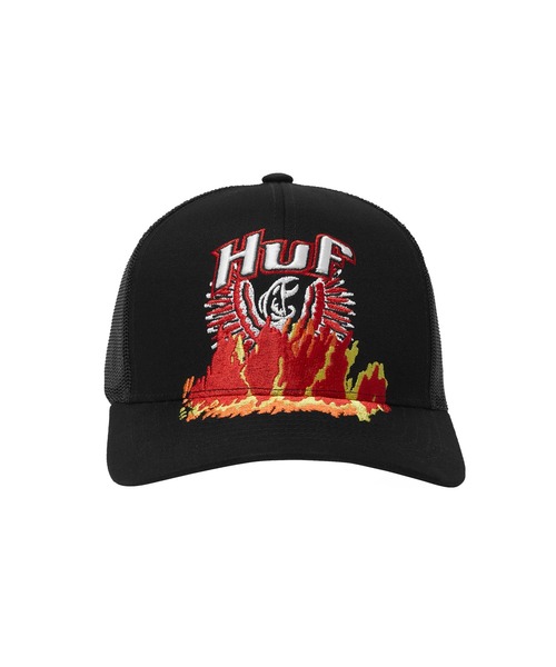 HUF（ハフ）の「PHOENIX TRUCKER HAT（キャップ・メンズ・ブラック・O/S）」の2枚目の写真