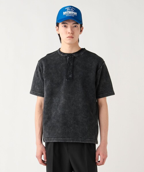 BEAMS HEART(ビームスハート)の「【ユニセックス】加工 ワッフル ヘンリーネック ショートスリーブ Tシャツ(Tシャツ/カットソー・メンズ・ネイビー/ブラック・MEDIUM/SMALL/LARGE)」の2枚目の写真
