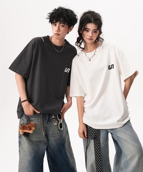 WESTBOY(ウエストボーイ)の「ユニセックス オーバーサイズ ウォッシュ ルーズシルエットTシャツ WO26S7TP02(Tシャツ/カットソー・メンズ・グレー/ライトグレー/ブラック・XL/M/L)」の9枚目の写真