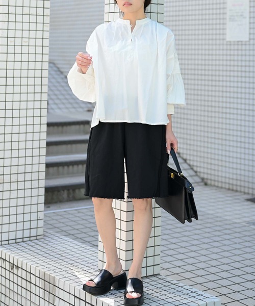【indian Cotton Collection】スキッパータックボリュームブラウス