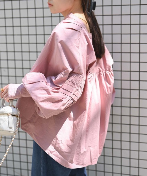 【indian Cotton Collection】スキッパータックボリュームブラウス