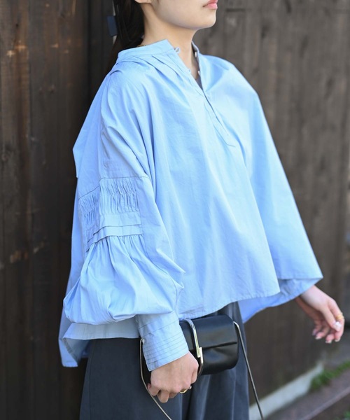 【indian Cotton Collection】スキッパータックボリュームブラウス