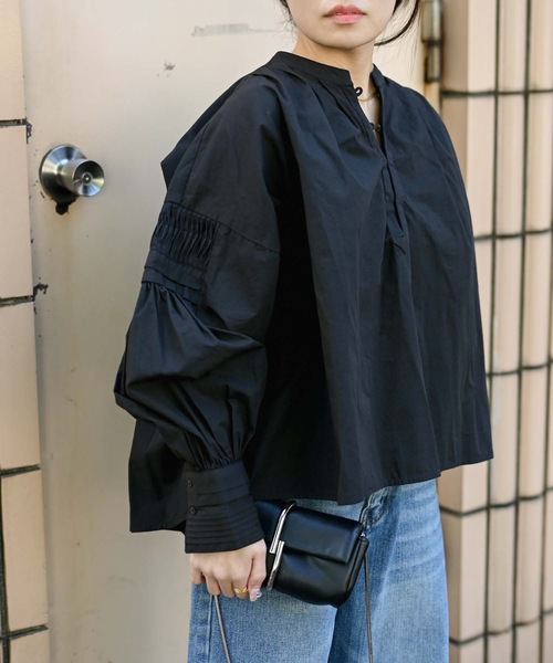 【indian Cotton Collection】スキッパータックボリュームブラウス
