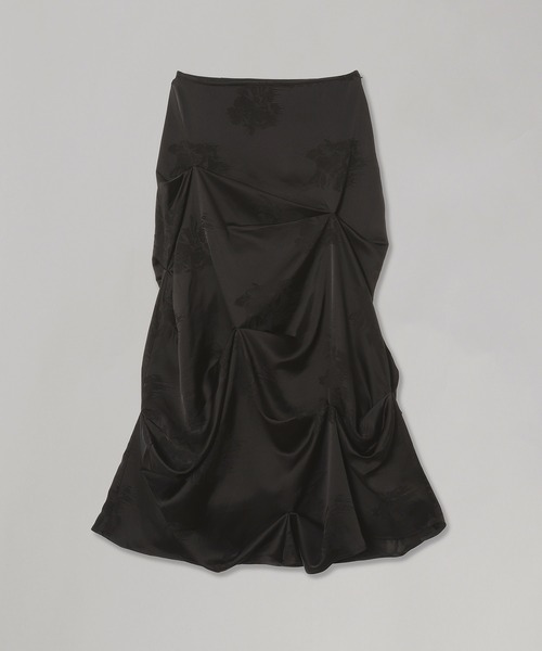 GANNI(ガニー)の「Fluid Satin Jacquard Tuck Deta W0997(スカート・メンズ・ブラック・36)」の1枚目の写真