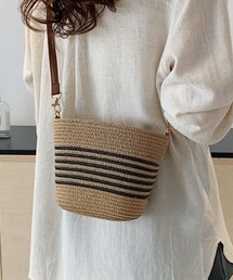 編み込み バケツ型ショルダーバッグ