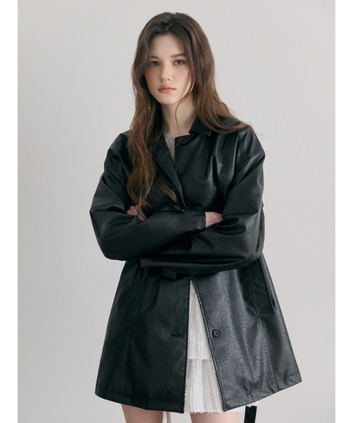 ETMON(エトモン)の「Faux Leather Half Jacket, Black(ライダースジャケット・レディース・その他・F)」の3枚目の写真