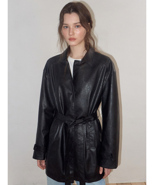ETMON(エトモン)の「Faux Leather Half Jacket, Black(ライダースジャケット・レディース・その他・F)」の4枚目の写真